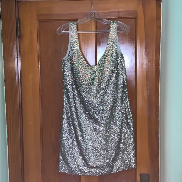 Milano Dresses & Skirts - MILANO silver beaded dress